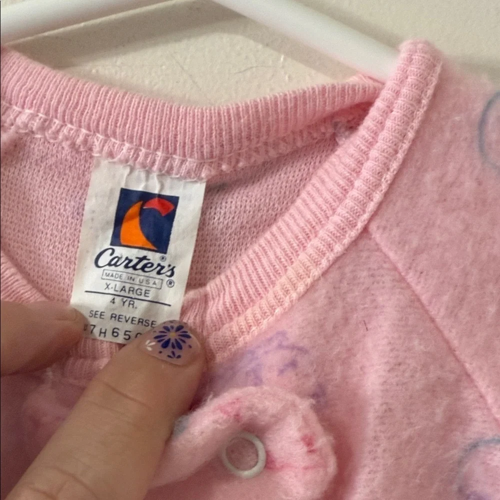 Cozy Pink Kids One Piece Pajamas 1980’s vintage